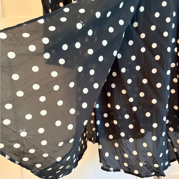 Realisation Par Sheer Silk Black & White Polka Dot Wrap Dress - Picture 4 of 10